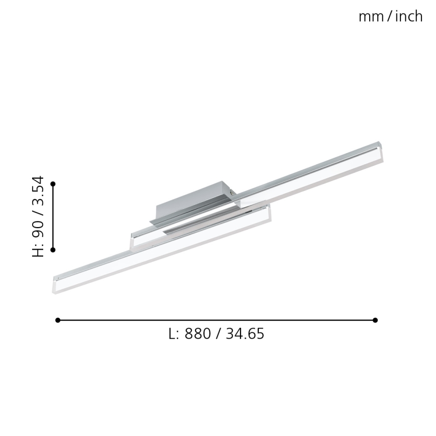 Eglo 780433 - Iluminação de teto para casa de banho LED YANGUAS 2xLED/11W/230V 3000K IP44 cromado mate