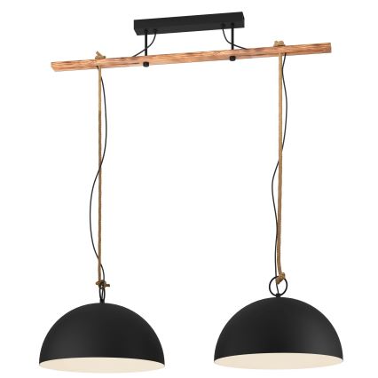 Eglo 78444 - Candeeiro suspenso HODSOLL 2xE27/40W/230V preto/castanho
