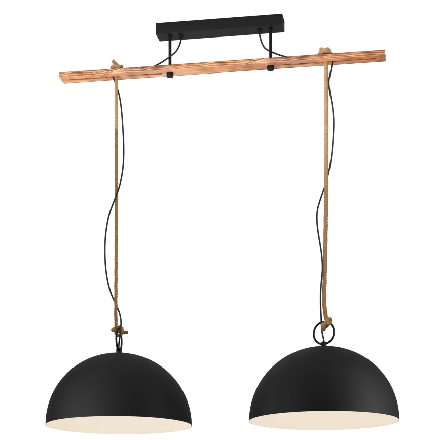 Eglo 78444 - Candeeiro suspenso HODSOLL 2xE27/40W/230V preto/castanho