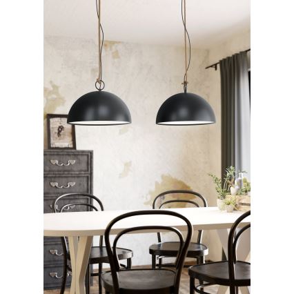 Eglo 78444 - Candeeiro suspenso HODSOLL 2xE27/40W/230V preto/castanho