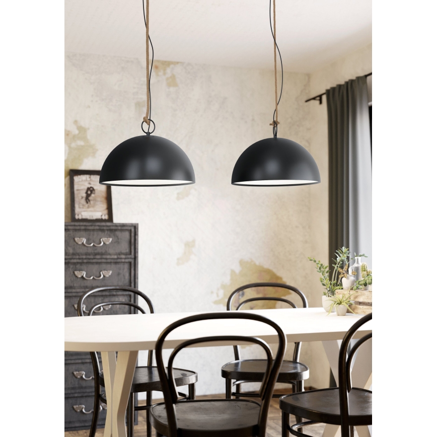 Eglo 78444 - Candeeiro suspenso HODSOLL 2xE27/40W/230V preto/castanho
