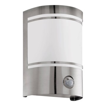 Eglo 79284 - Iluminação de parede exterior com sensor CERNO 1xE27/40W/230V cromado brilhante IP44
