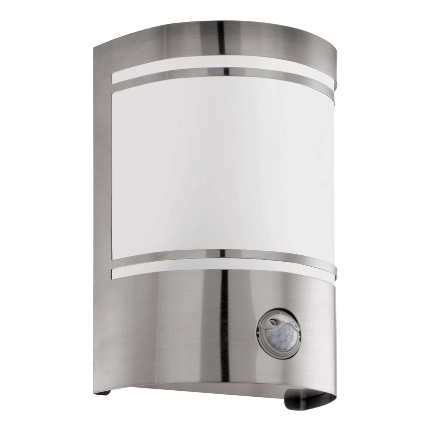 Eglo 79284 - Iluminação de parede exterior com sensor CERNO 1xE27/40W/230V cromado brilhante IP44