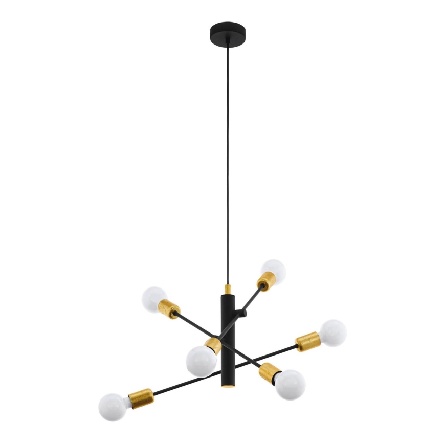 Eglo 79453 - Candeeiro suspenso SAN ROBERTO 6xE27/60W/230V preto/dourado