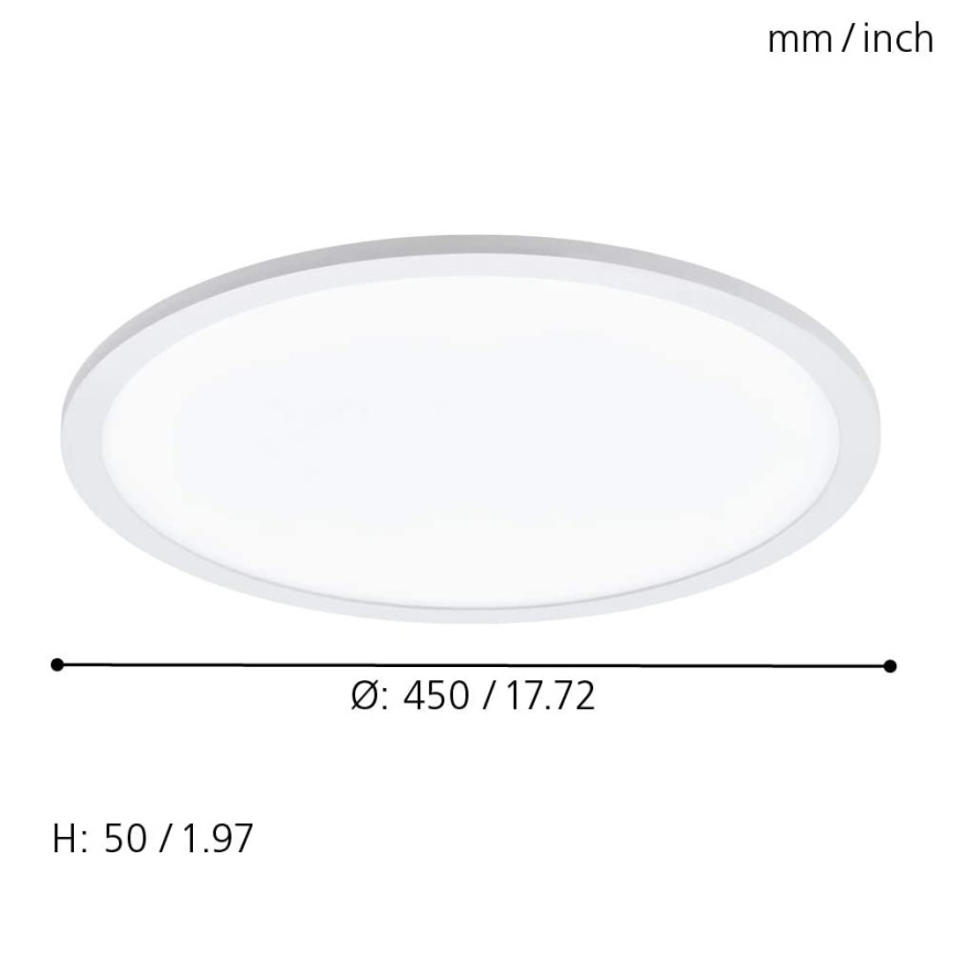 Eglo 79469 - Iluminação de teto LED com regulação POZZALLO LED/21W/230V 2700-6500K branco + comando