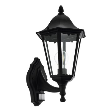 Eglo 79556 - Iluminação de parede exterior com sensor SANTA LUCIA 1xE27/60W/230V IP44 preto