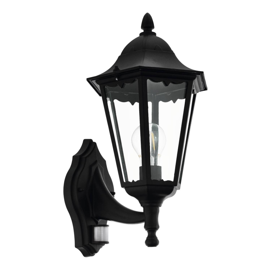 Eglo 79556 - Iluminação de parede exterior com sensor SANTA LUCIA 1xE27/60W/230V IP44 preto
