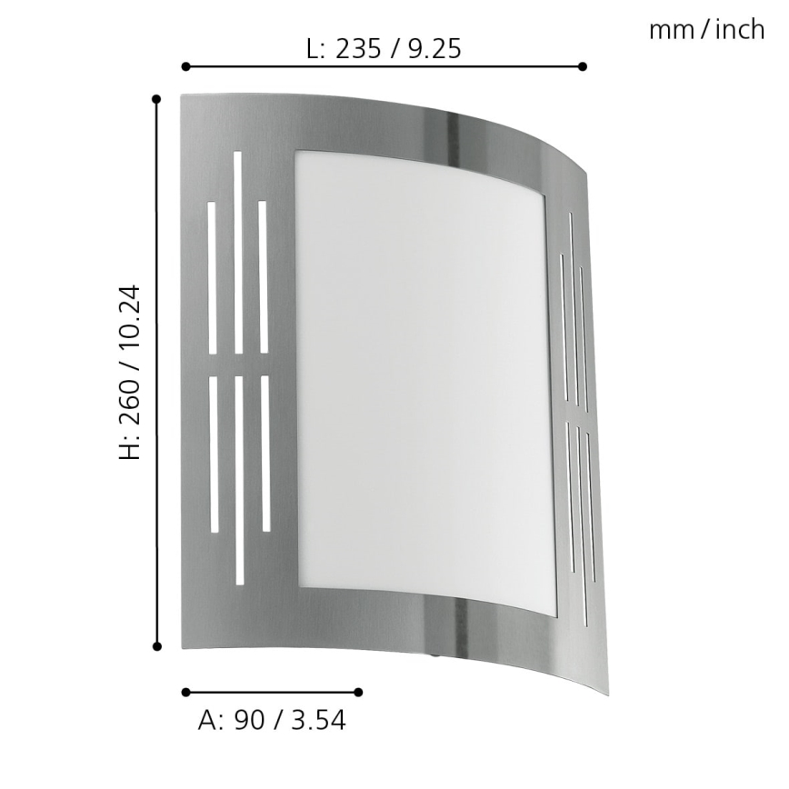 EGLO - Luz de parede de exterior 1xE27/15W/230V IP44