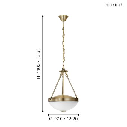 EGLO - Candeeiro suspenso 2xE27/60W/230V bronze