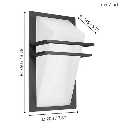 EGLO - Luz de parede de exterior 1xE27/60W IP44