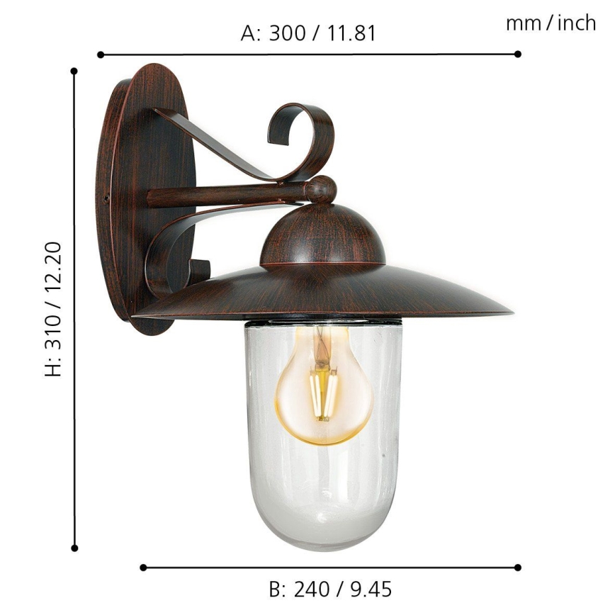 EGLO - Luz de parede de exterior 1xE27/60W IP44