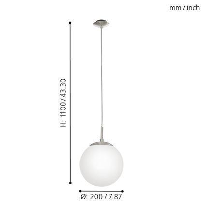 EGLO - Candeeiro suspenso 1xE27/60W/230V diâmetro 20 cm
