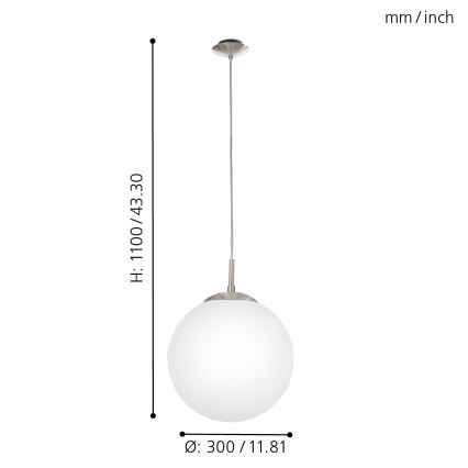 EGLO - Candeeiro suspenso 1xE27/60W/230V diâmetro 30 cm branco