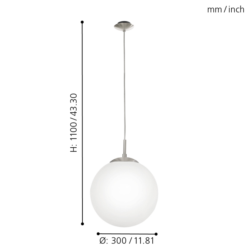 EGLO - Candeeiro suspenso 1xE27/60W/230V diâmetro 30 cm branco