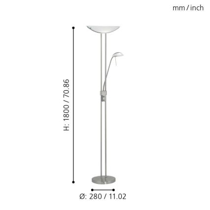 EGLO - Candeeiro de chão com regulação BAYA 1xR7s/230W+1xG9/33W cromado mate