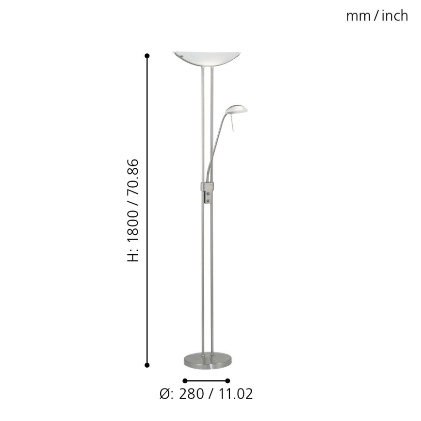 EGLO - Candeeiro de chão com regulação BAYA 1xR7s/230W+1xG9/33W cromado mate