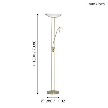 EGLO - Candeeiro de chão com regulação BAYA 1xR7s/230W + 1xG9/33W bronze