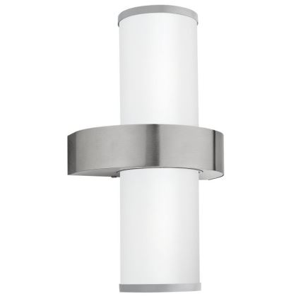 EGLO - Luz de parede de exterior 2xE27/60W prata / branco IP44