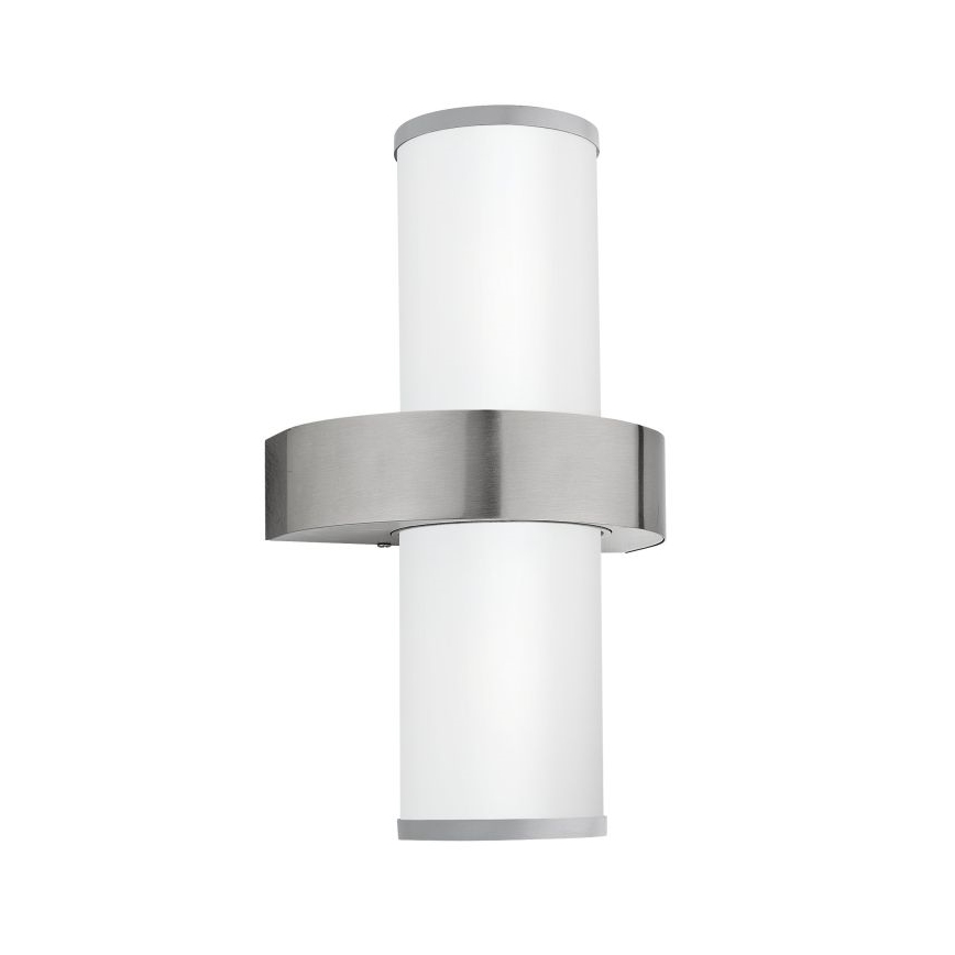 EGLO - Luz de parede de exterior 2xE27/60W prata / branco IP44