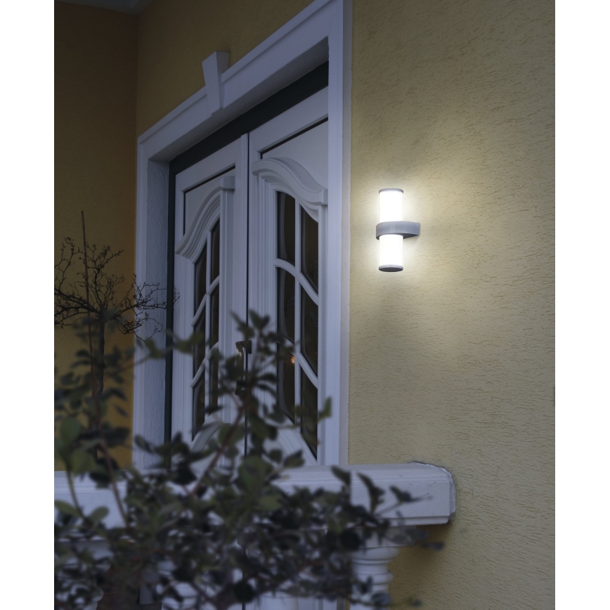 EGLO - Luz de parede de exterior 2xE27/60W prata / branco IP44