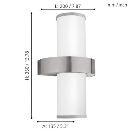 EGLO - Luz de parede de exterior 2xE27/60W prata / branco IP44