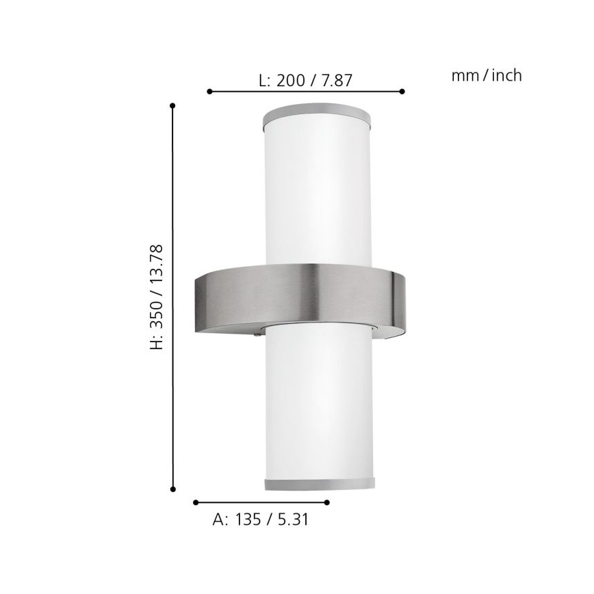 EGLO - Luz de parede de exterior 2xE27/60W prata / branco IP44