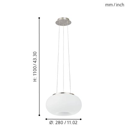 EGLO - Candeeiro suspenso OPTICA 2xE27/60W diâmetro 28 cm