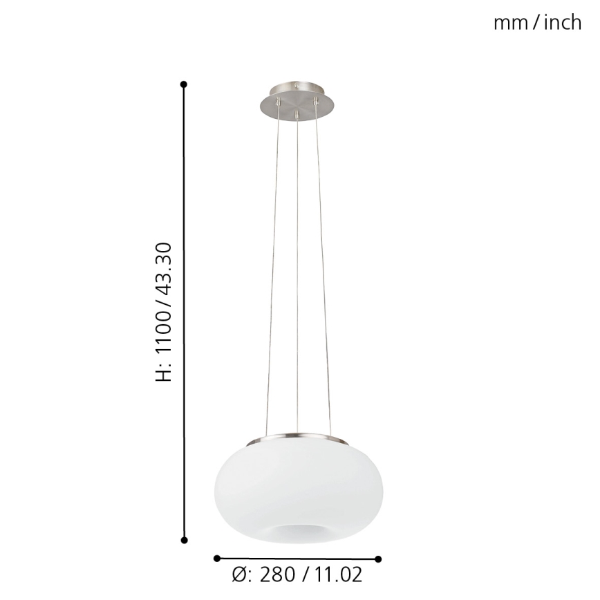 EGLO - Candeeiro suspenso OPTICA 2xE27/60W diâmetro 28 cm