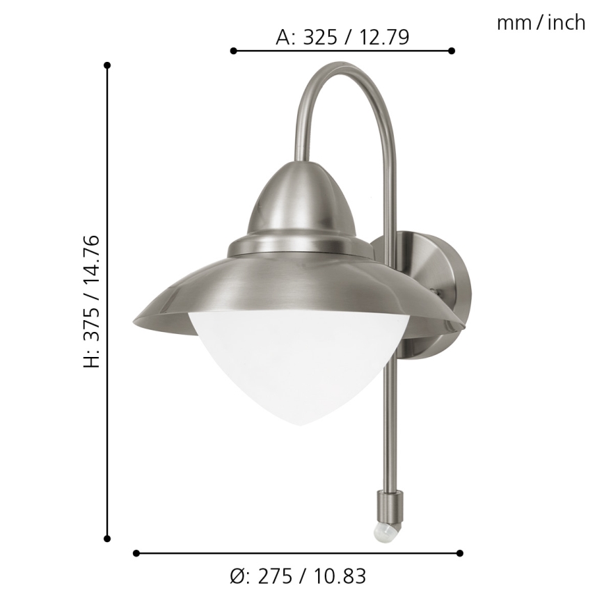 EGLO - exterior com sensor Luz de parede 1xE27/60W IP44