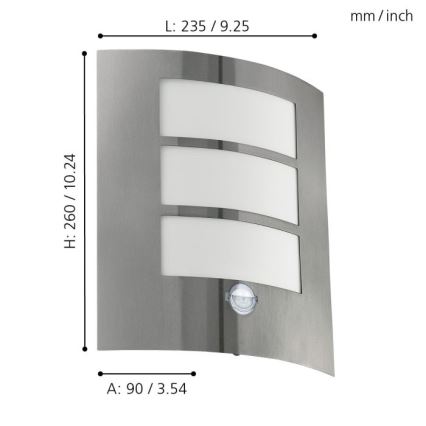EGLO - Aplique de parede externo com sensor 1xE27/15W/230V IP44