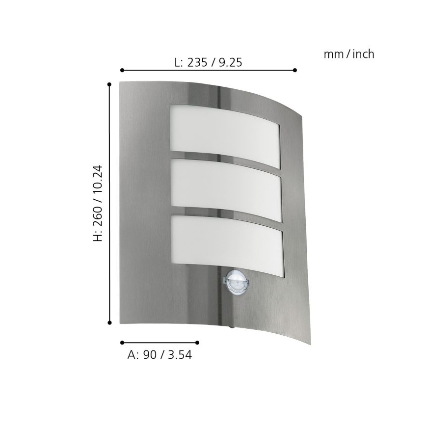 EGLO - Aplique de parede externo com sensor 1xE27/15W/230V IP44