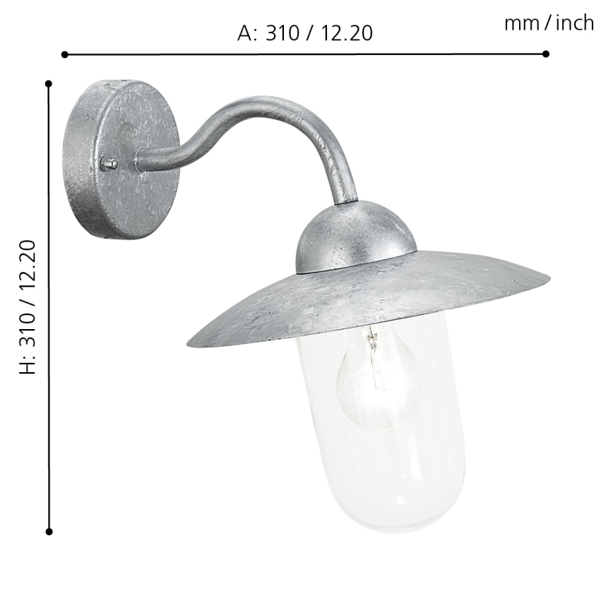 EGLO - Luz de parede de exterior aço galvanizado IP44