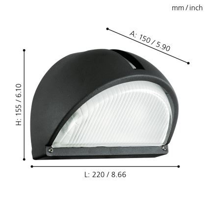 EGLO - Luz de parede de exterior 1xE27/60W preto antigo IP44