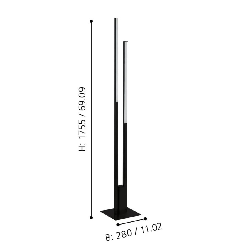 Eglo - Candeeiro de chão LED RGBW com regulação 2xLED/16W/230V preto ZigBee