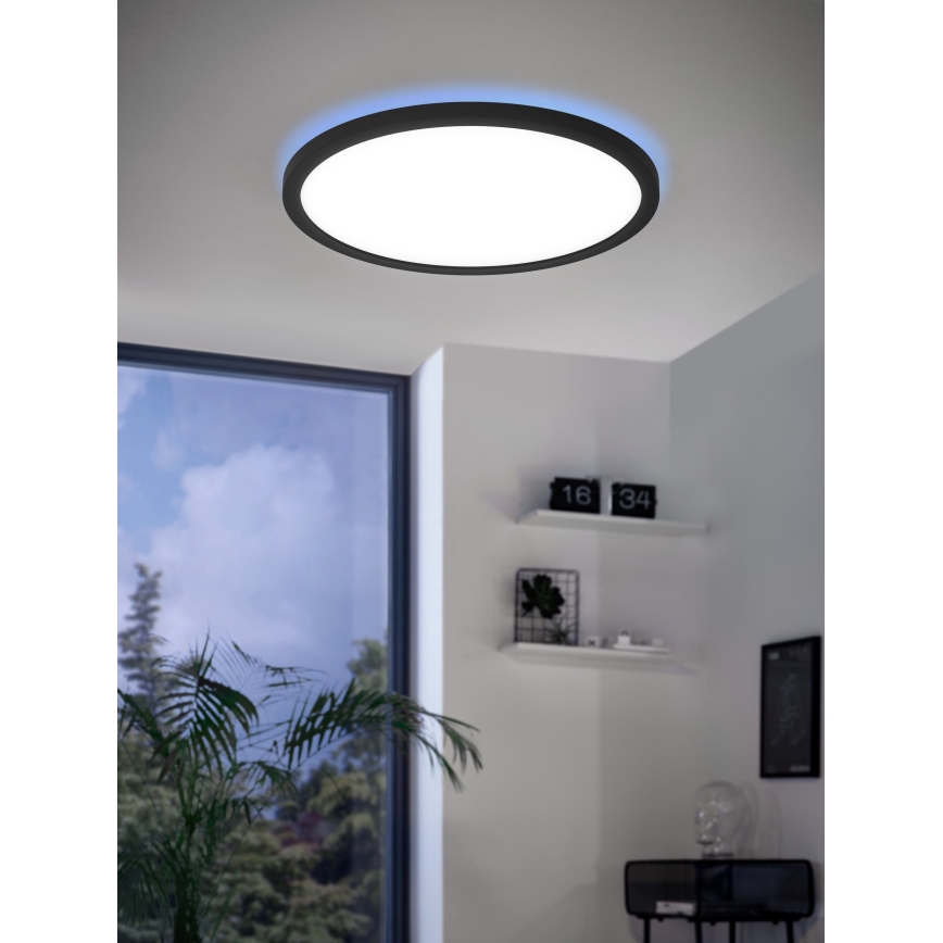 Eglo - Iluminação de teto LED RGBW com regulação LED/14,6W/230V preta ZigBee