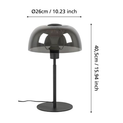 Eglo - Candeeiro de mesa 1xE27/40W/230V preto/cinzento
