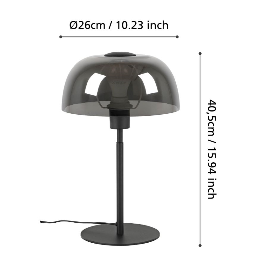 Eglo - Candeeiro de mesa 1xE27/40W/230V preto/cinzento