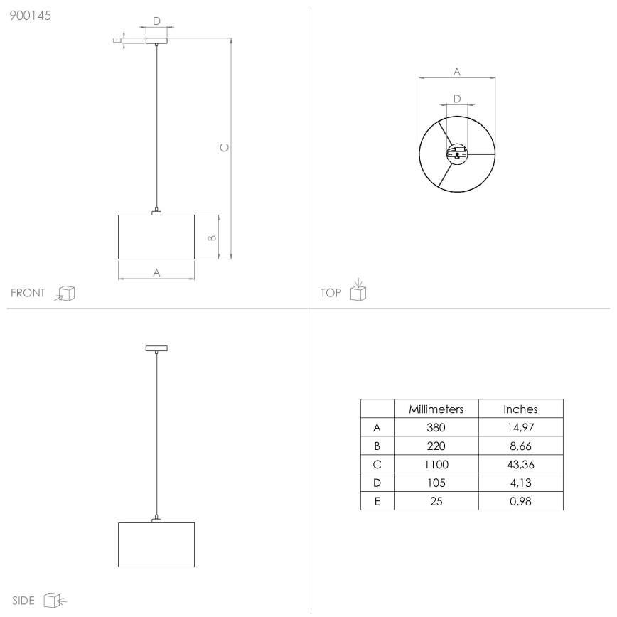 Eglo - Candelabro suspenso 1xE27/40W/230V diâmetro 38 cm
