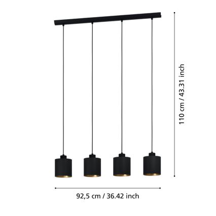 Eglo - Candelabro suspenso 4xE27/28W/230V