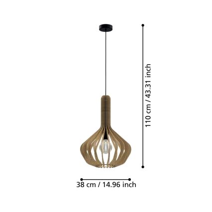Eglo - Candelabro suspenso 1xE27/40W/230V diâmetro 38 cm bege