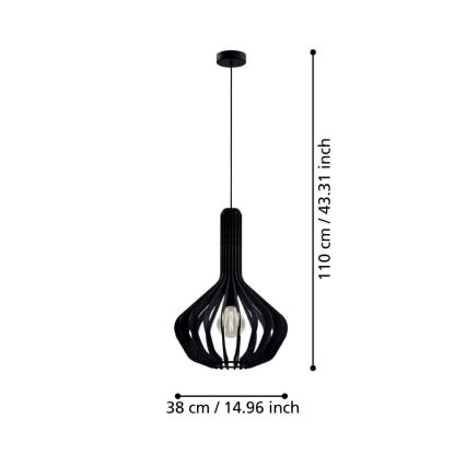Eglo - Candelabro suspenso 1xE27/40W/230V diâmetro 38 cm preto