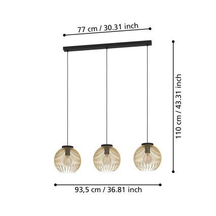 Eglo - Candelabro suspenso 3xE27/40W/230V
