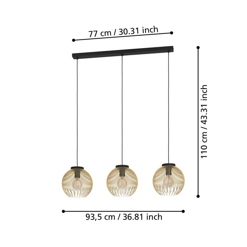 Eglo - Candelabro suspenso 3xE27/40W/230V