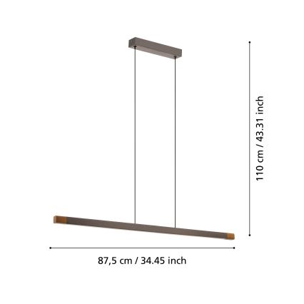 Eglo - Candeeiro suspenso LED com regulação LED/18W/230V 3000K