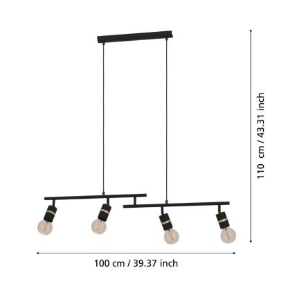 Eglo - Candelabro suspenso 4xE27/10W/230V