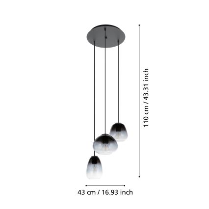 Eglo  - Candelabro suspenso 3xE27/40W/230V diâmetro 43 cm