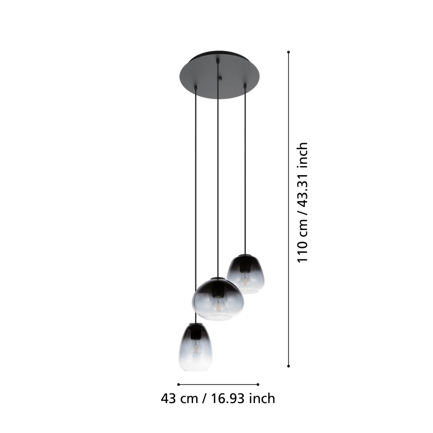 Eglo  - Candelabro suspenso 3xE27/40W/230V diâmetro 43 cm