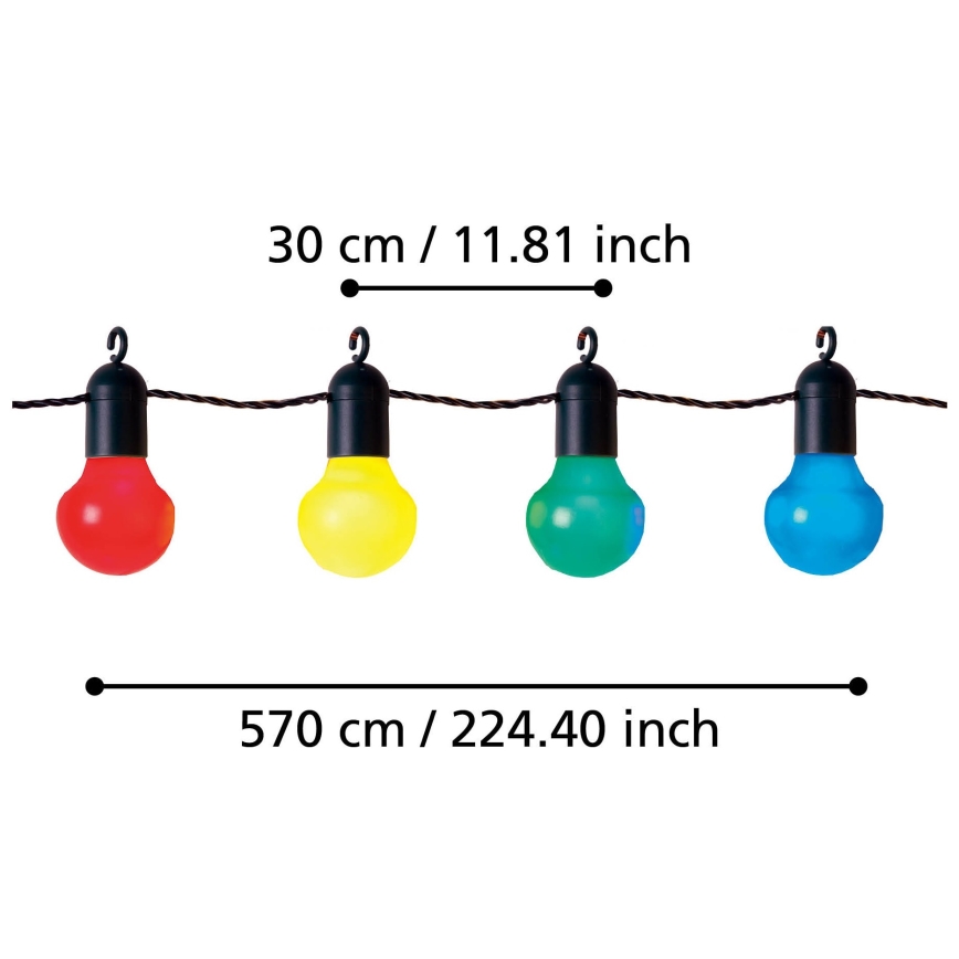 Eglo - Corrente decorativa exterior LED 20xLED/0,064W/31V IP44