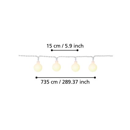 Eglo - Corrente decorativa exterior LED 50xLED/0,066W/4,5V IP44