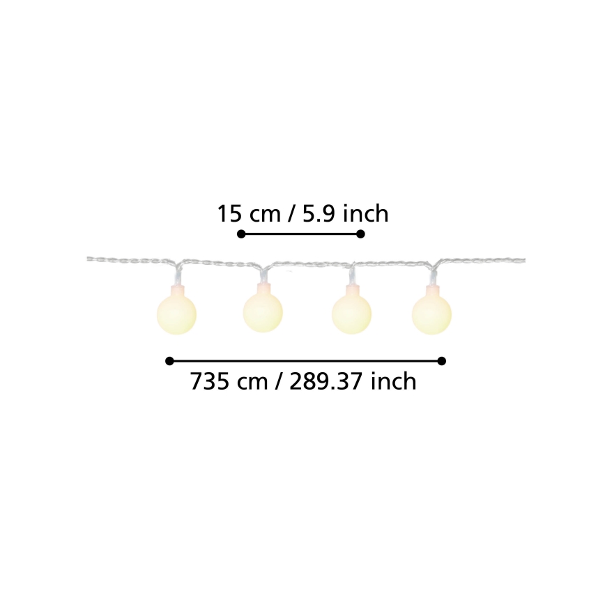 Eglo - Corrente decorativa exterior LED 50xLED/0,066W/4,5V IP44